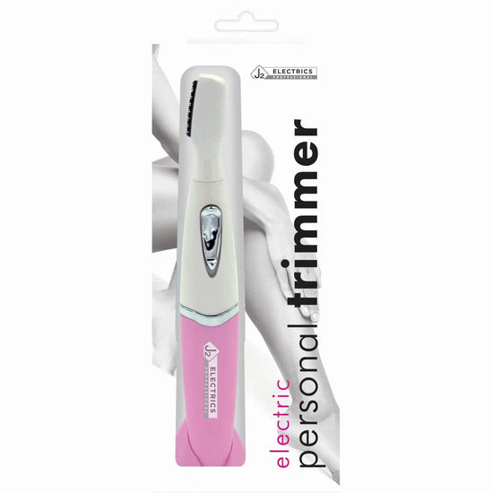 Handheld electric hair trimmer with pink and white body