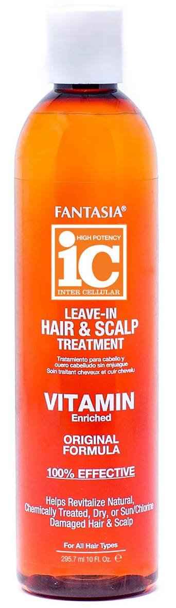Leave-in hair & scalp treatment bottle, Fantasia IC vitamin original formula, orange