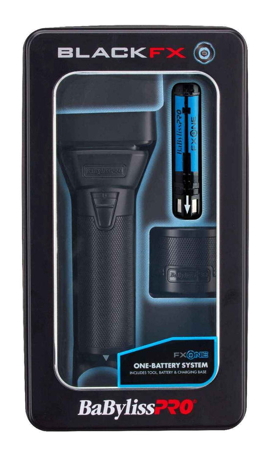 All-metal foil shaver with interchangeable battery cartridge, black body