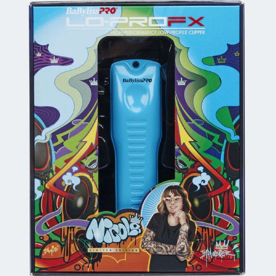 BabylissPRO Lo-Profx blue hair clipper with Nicole Influencer Collection