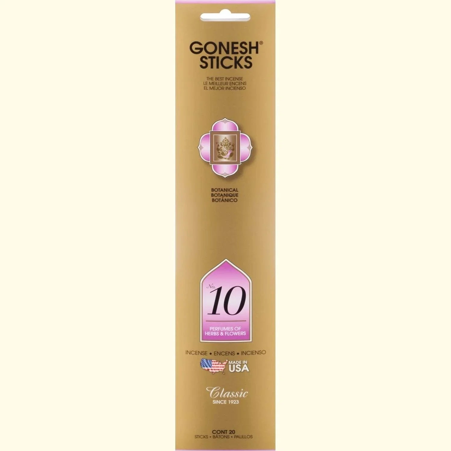 Gonesh Stick Classic 10 Herbs Flowers 20 Piece by Gonesh