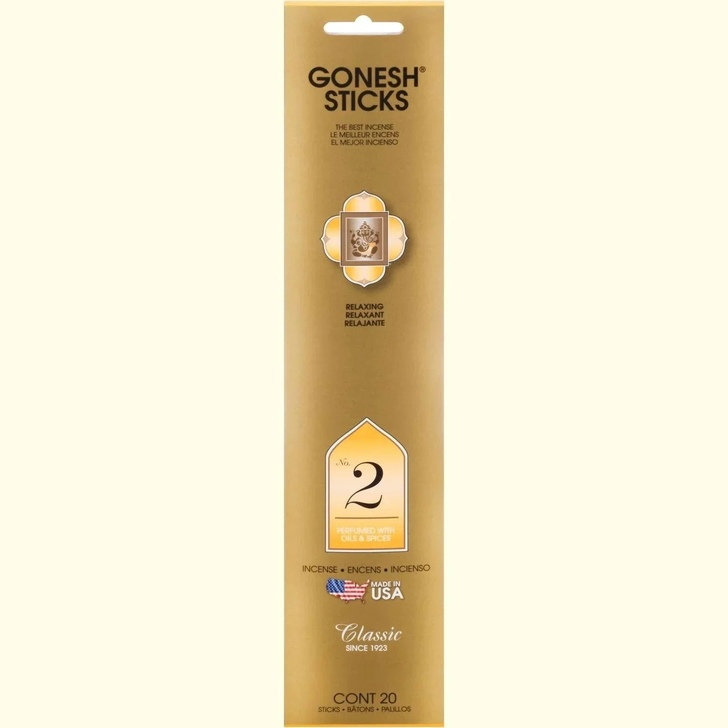 Gonesh Stick Classic 2 Oils Spices 20 Piece by Gonesh