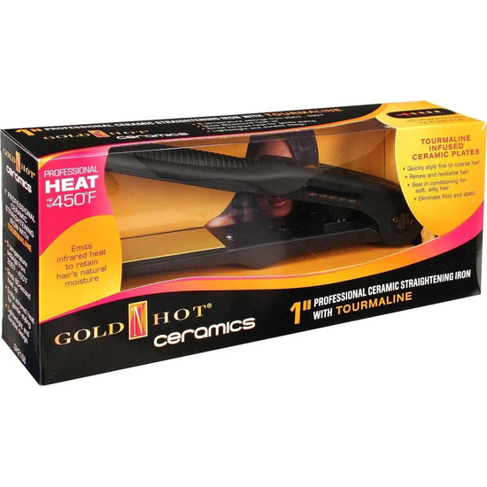 Gold N Hot ceramic straightening iron with tourmaline, boxed for sale