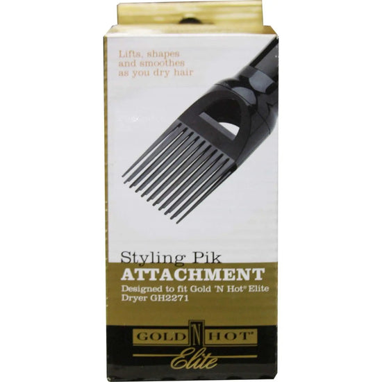 Gold N Hot Elite styling pick dryer attachment with wide-tooth black comb head