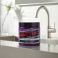 Semi-permanent hair color cream jar, black lid, Violet Night purple label, front view