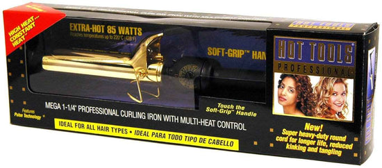 HOT TOOLS Gold spring curling iron package with barrel and Soft-Grip handle