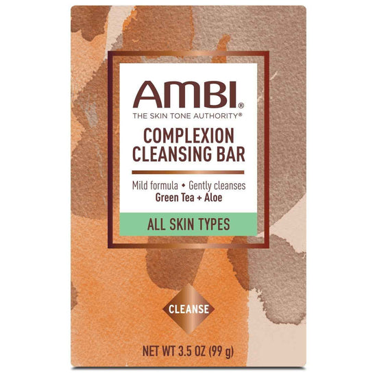 AMBI Complexion cleansing bar soap box with green tea & aloe, net wt 3.5 oz