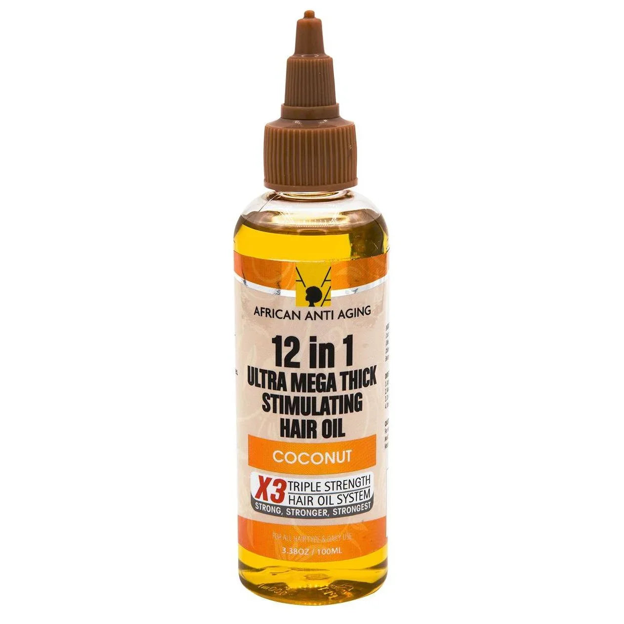 African Anti Aging 12 In 1 Ultra Mega Thick Stimulating Hair Oil Coconut 3.38 Oz by African Aging Agent