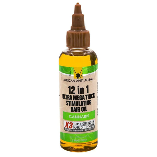 African Anti Aging 12 In 1 Ultra Mega Thick Stimulating Hair Oil Cannabis 3.38 Oz by African Aging Agent