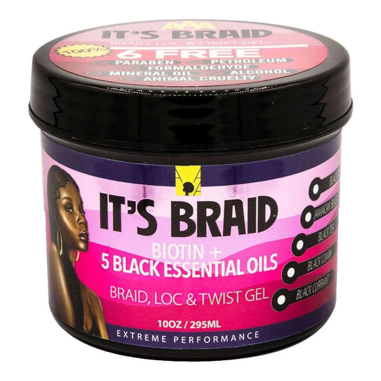 African Anti Aging Its Braid Braid Loc Twist Gel With Biotin 5 Black Essential Oils 10 Oz by African Aging Agent