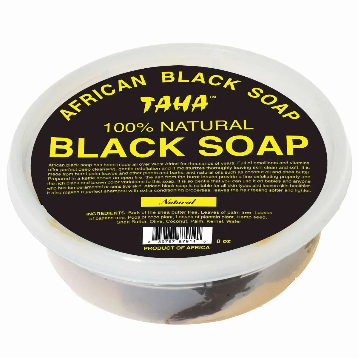 Taha Black Soap Natural Tub 8 Oz by Taha