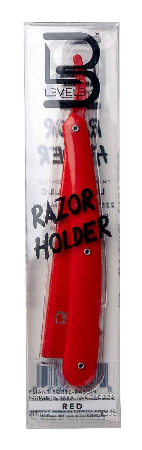 L3VEL3 red razor holder in clear retail package