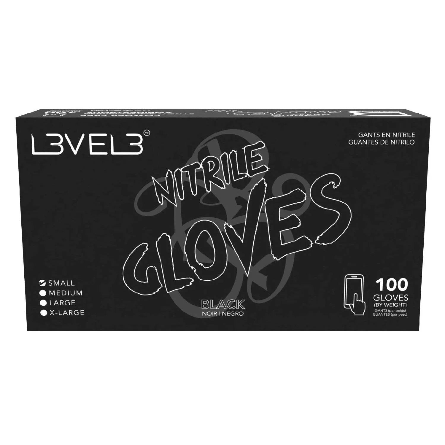 L3Vel3 Nitrile Gloves Black Small 100 Piece by L3VEL 3
