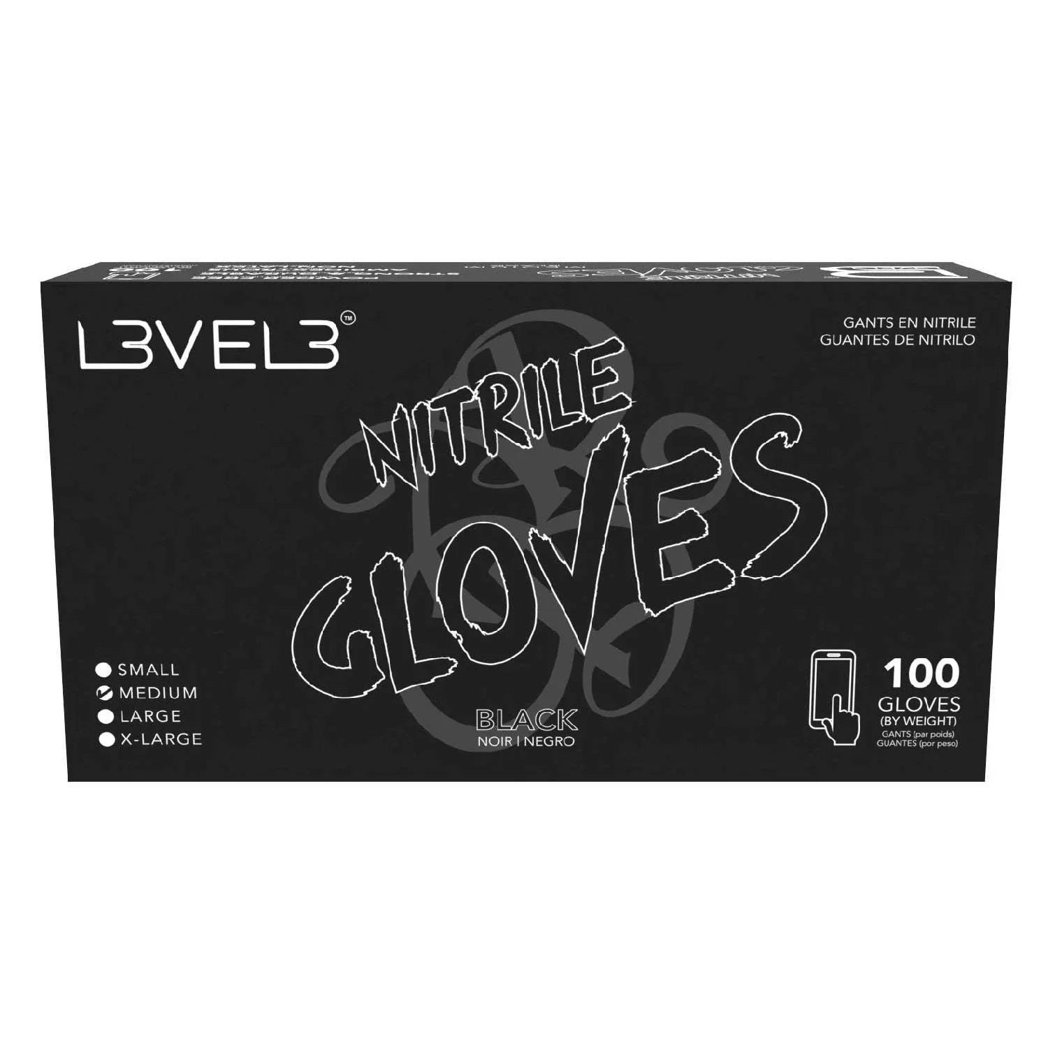 L3Vel3 Nitrile Gloves Black Medium 100 Piece by L3VEL 3