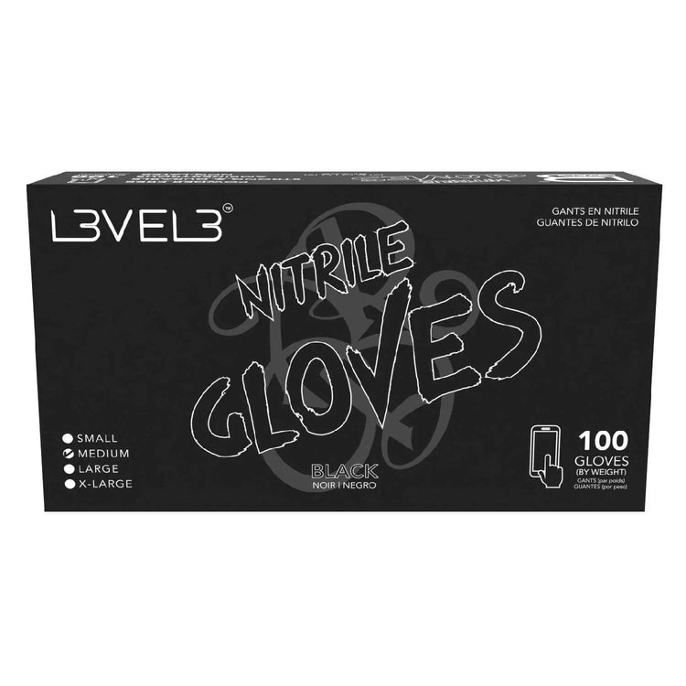 L3Vel3 Nitrile Gloves Black Medium 100 Piece by L3VEL 3