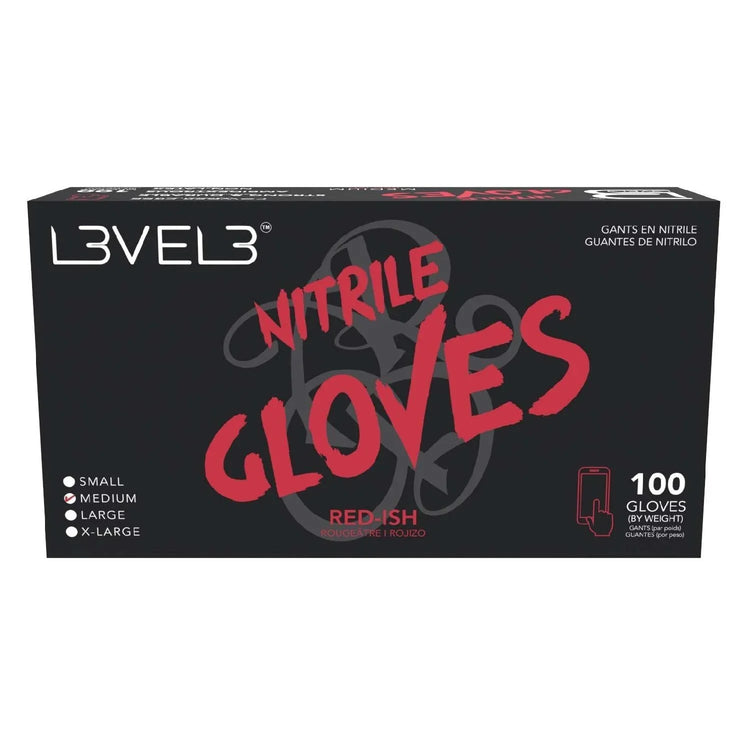 L3Vel3 Nitrile Gloves Red-Ish Medium 100 Piece by L3VEL 3