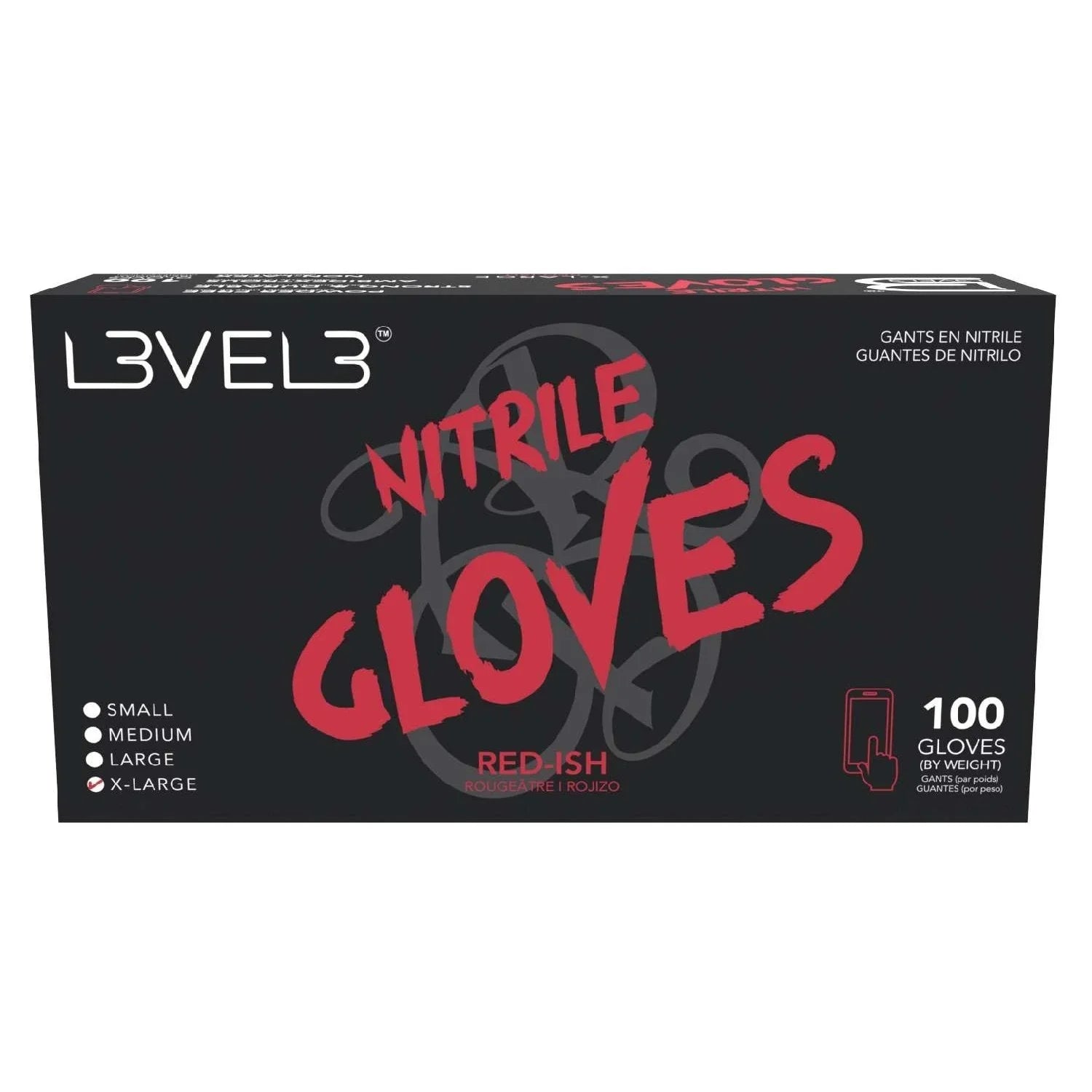 L3Vel3 Nitrile Gloves Red-Ish X-Large 100 Piece by L3VEL 3