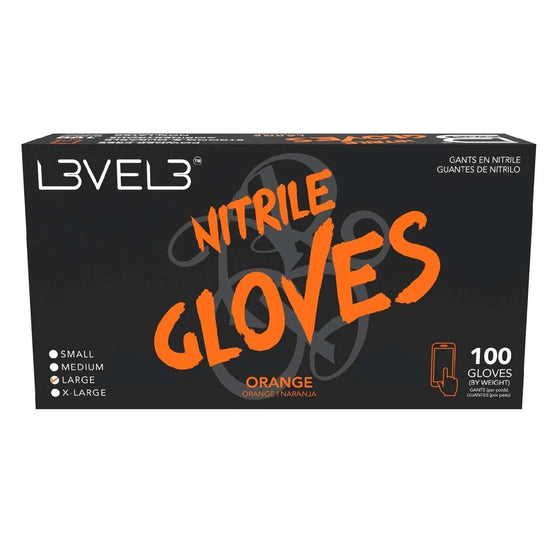 L3Vel3 Nitrile Gloves Orange Large 100 Piece by L3VEL 3