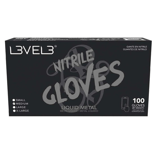 L3Vel3 Nitrile Gloves Liquid Metal Medium 100 Piece by L3VEL 3