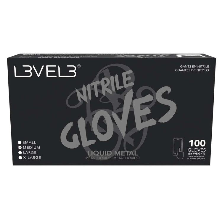 L3Vel3 Nitrile Gloves Liquid Metal Medium 100 Piece by L3VEL 3