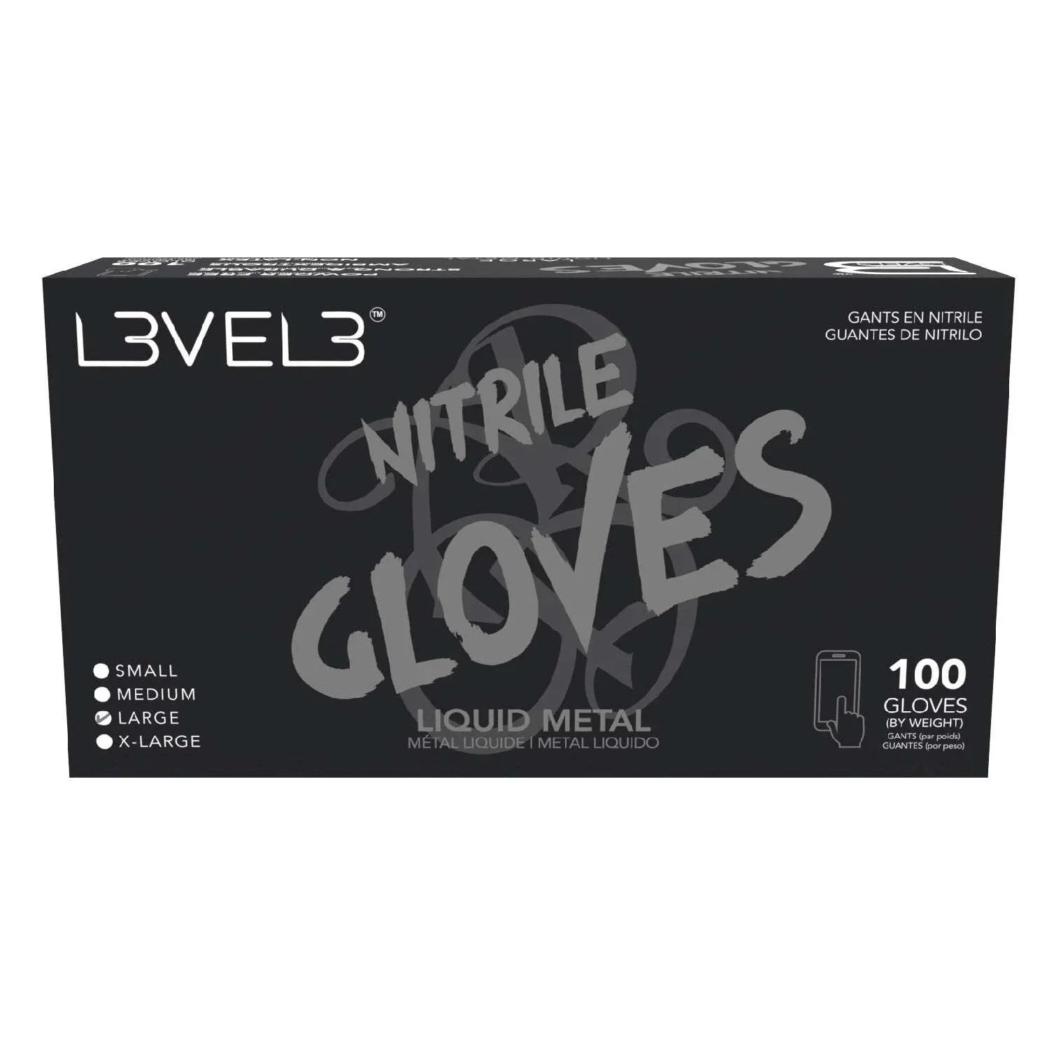 L3Vel3 Nitrile Gloves Liquid Metal Large 100 Piece by L3VEL 3