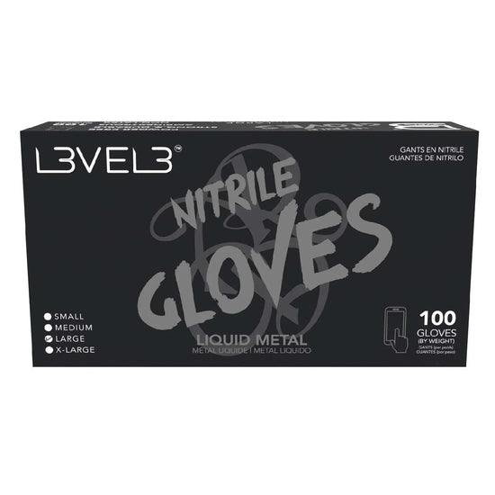 L3Vel3 Nitrile Gloves Liquid Metal Large 100 Piece by L3VEL 3