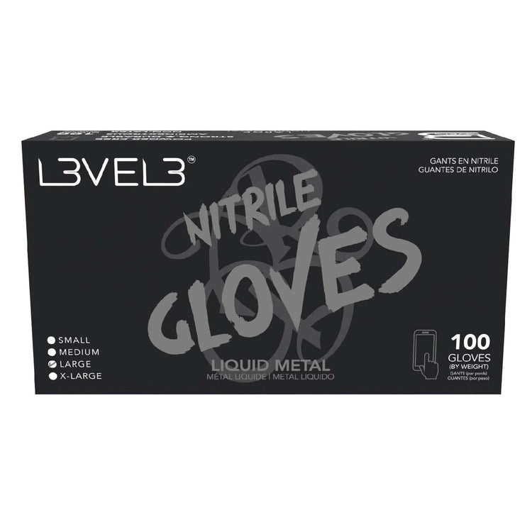 L3Vel3 Nitrile Gloves Liquid Metal Large 100 Piece by L3VEL 3