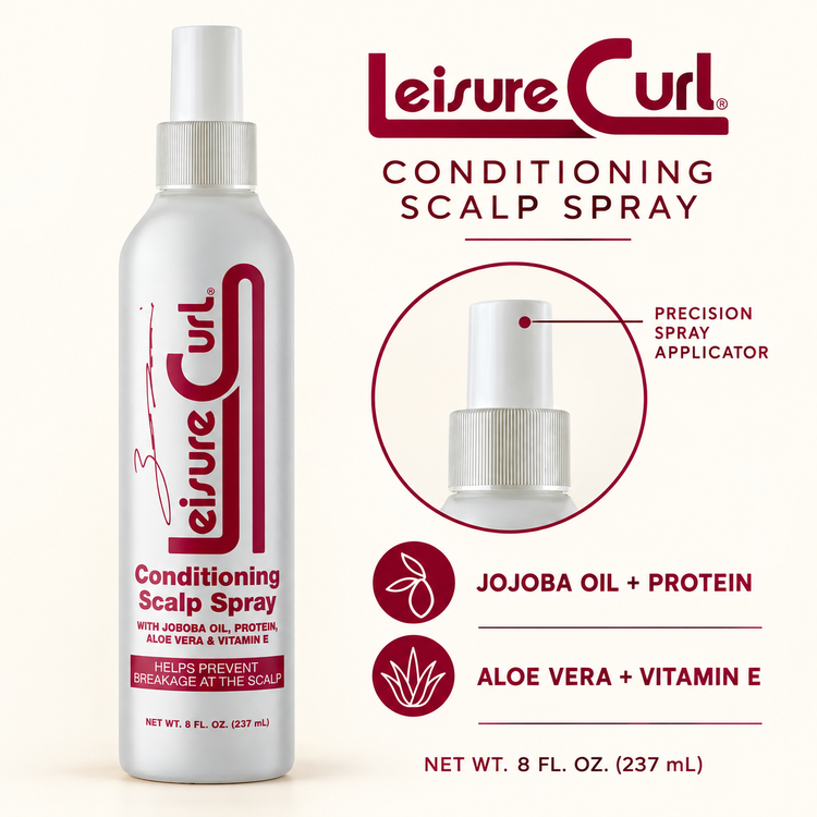 Leisure Curl conditioning scalp spray bottle with precision sprayer applicator