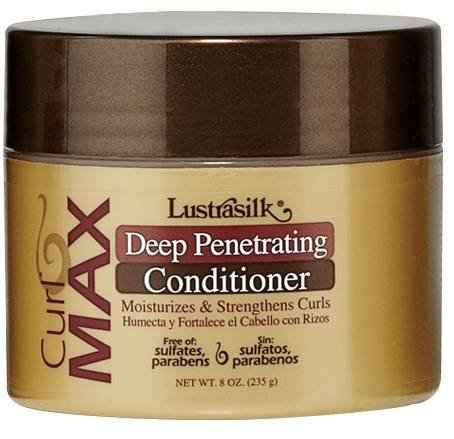 Deep penetrating hair conditioner jar with LustraSilk text and black-brown cap
