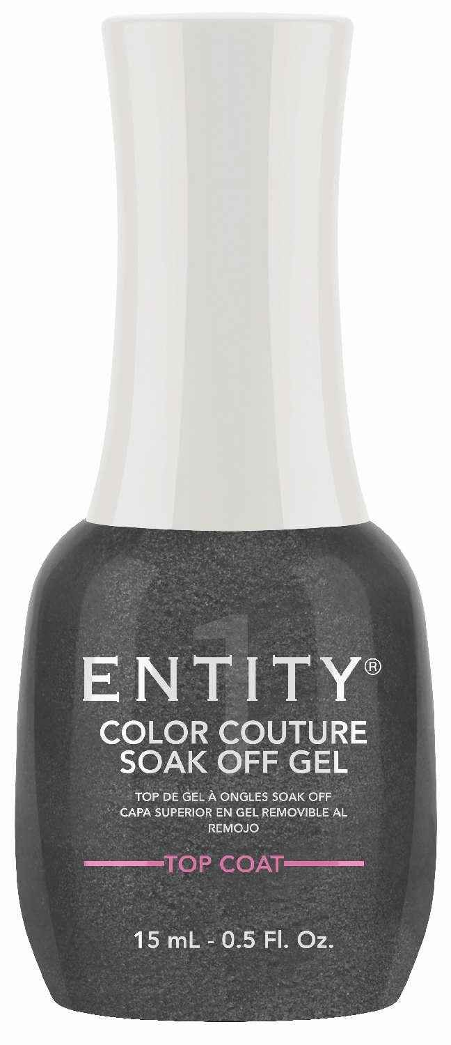 EOCC soak-off top coat bottle, dark gray polish with ENTITY Color Couture label