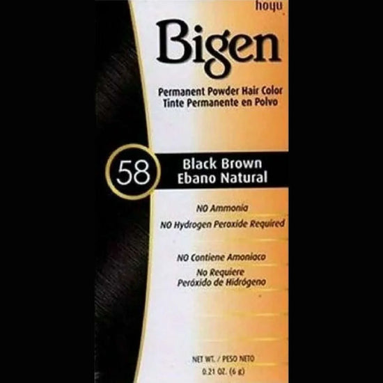 Bigen Permanent Powder Hair Color 58 Black Brown Kit by Bigen
