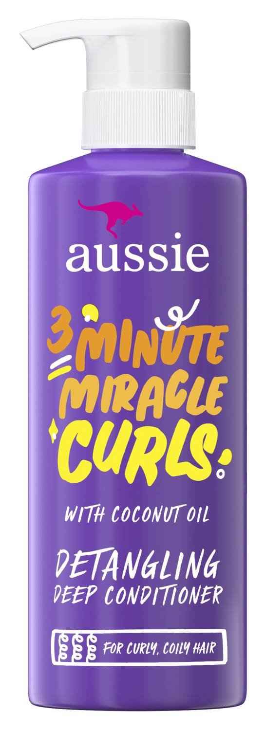 Aussie 3 Minute Miracle Curls deep conditioner in purple pump bottle