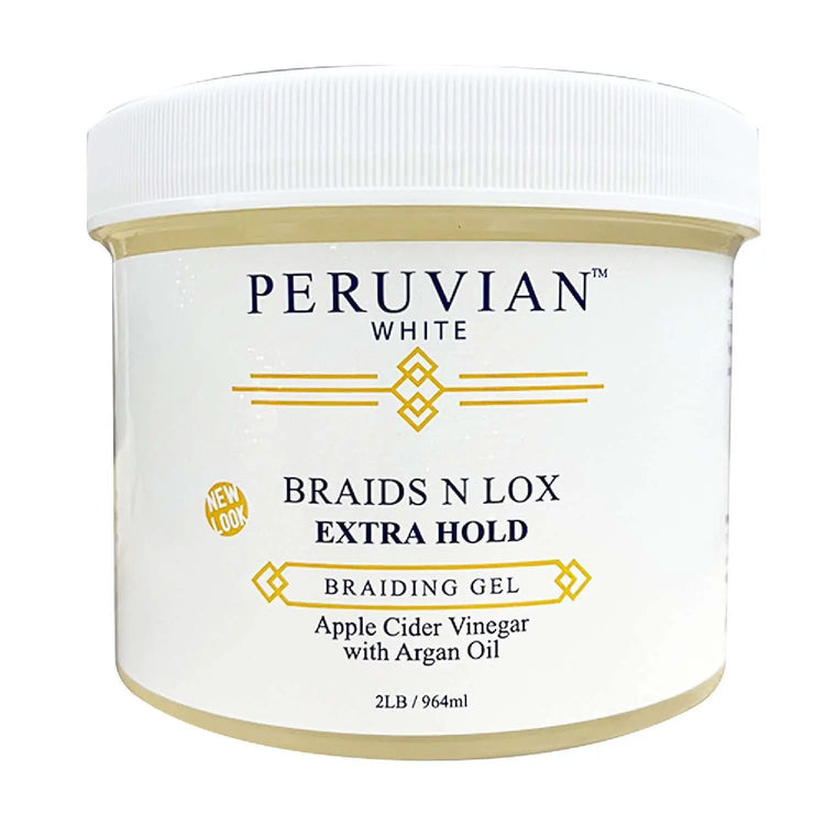 Braiding gel jar, PERUVIAN White Braids N Lox extra hold with argan oil