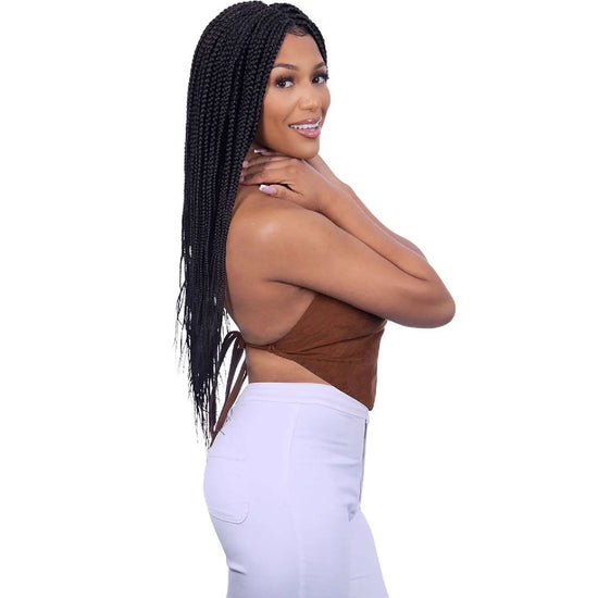 Queen B Lace Wig Box Braid 26 Inch Black 1B Straight