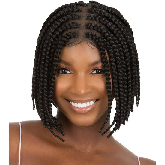 Queen B Lace Wig Box Braid Bob 10 Inch Style Color 1
