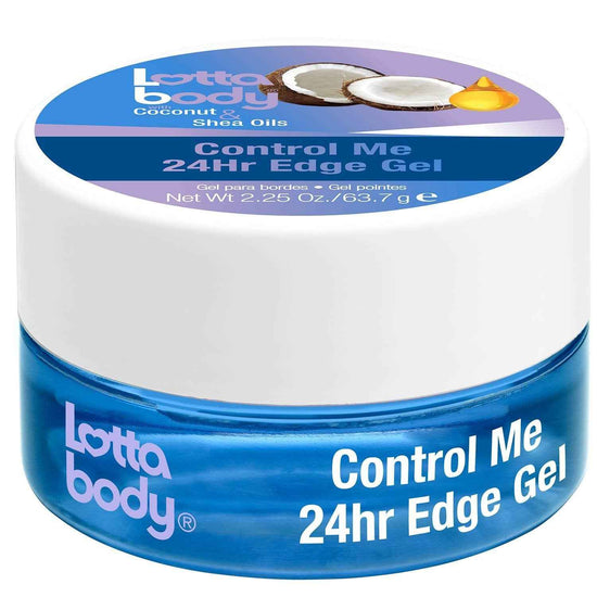 Blue jar of Control Me 24hr edge gel with white screw lid
