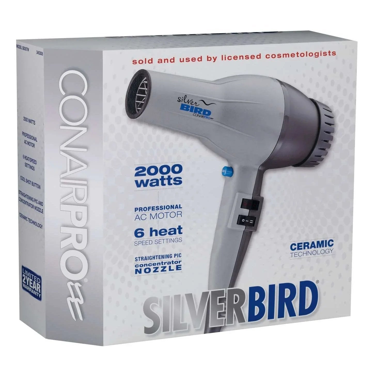 Conairpro Silver Bird Hair Dryer 2000W by Conair