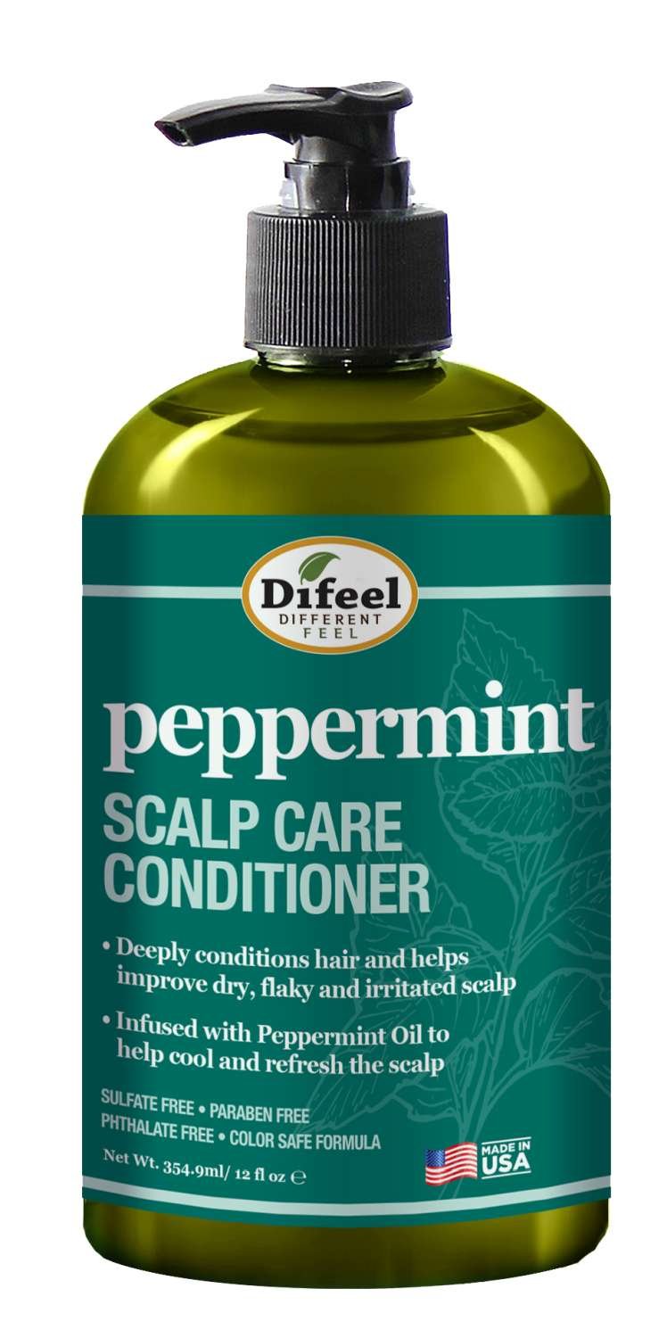 Green peppermint scalp care conditioner bottle with dispensing pump