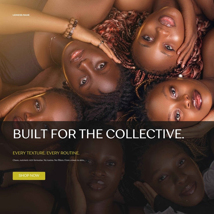 Group of people with text 'Built for the Collective' and promotional elements.