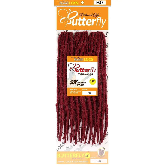 Queen B Locs Butterfly 3X 18 Inch Burgundy Synthetic Braids