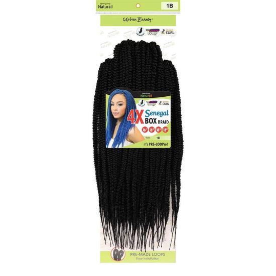 4X Senegal Box Braid Pre Made Loops 1B Natural Easy Install