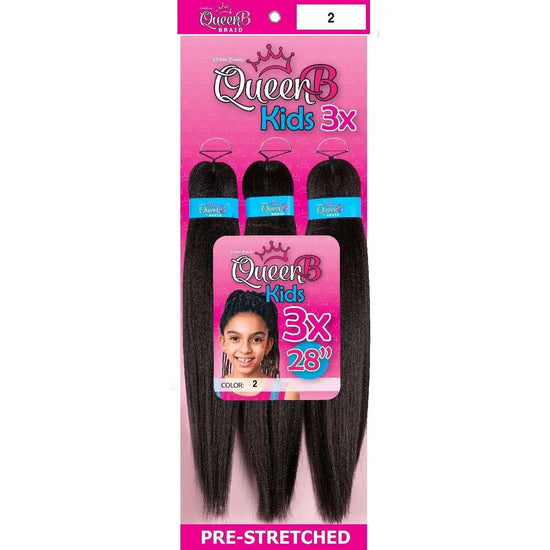 Queen B Kids 3X 28in Pre-Stretched Braids Synthetic Color 2