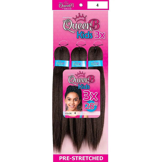 Queen B Kids 3X 28 Inch Pre-Stretched Braids Color 4