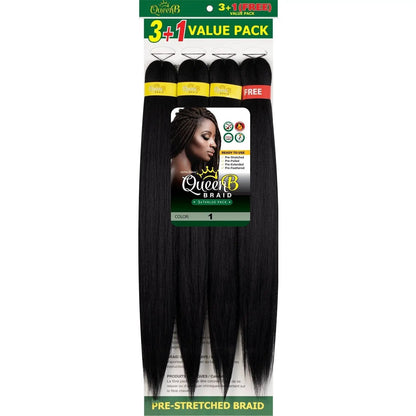 Queen B Pre-Stretched Braiding Hair Value Pack 40 50 60 Inch