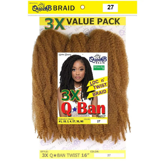 3X Q Ban Twist Hair 16 Inch Color 27 Synthetic Queen B