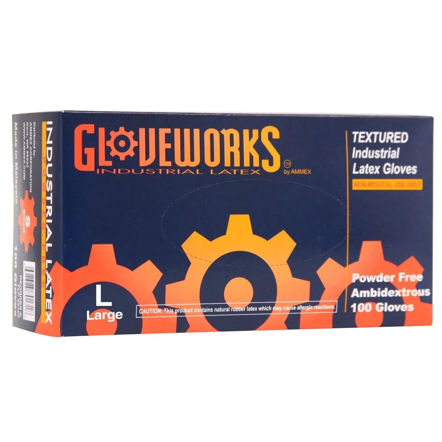 Gloveworks Latex Powder Free Gloves 100 Pieces Large by Ammex X3