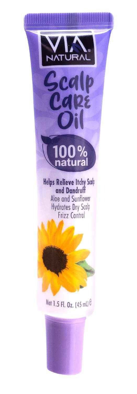 Purple Scalp Care Oil squeeze tube with sunflower graphic