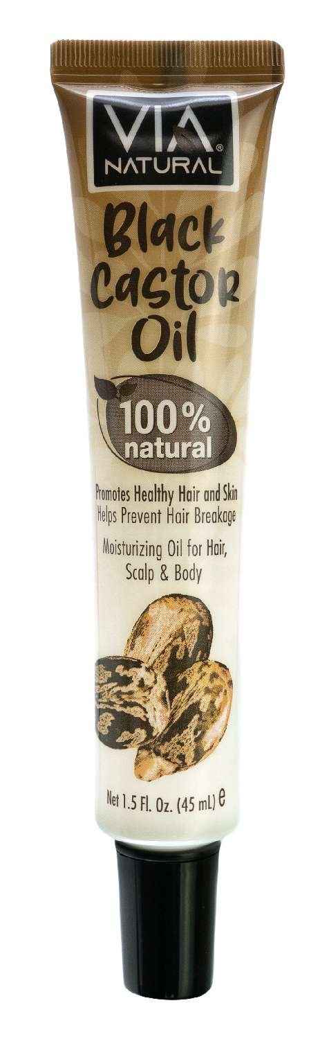 VIA Natural black castor oil squeeze tube with gold label, 100% natural oils