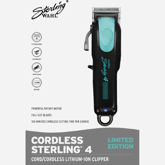 Wahl Sterling 4 cordless hair clipper, black with aqua accents