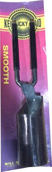 Black curling iron with two-barrel design and clamp handle